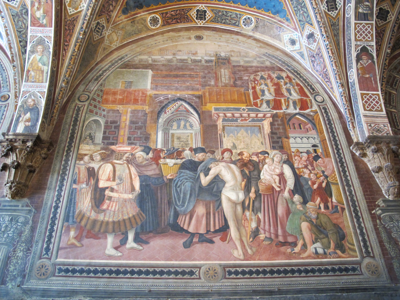 Pellegrinaio_di_santa_maria_della_scala_06,_domenico_di_bartolo,_distribuzione_delle_elemosine.JPG